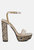 Zircon Beige Rhinestone Patterned High Heel Sandals