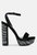 Zircon Black Rhinestone Patterned High Heel Sandals