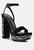 Zircon Black Rhinestone Patterned High Heel Sandals - Black