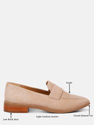 Zofia Nude Suede Penny Loafers