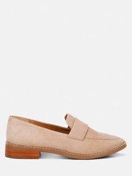 Zofia Nude Suede Penny Loafers