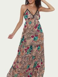 Sapana Tiered Floral-Print Maxi Dress - Beige