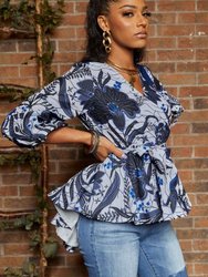 Caro Cotton Wrap Blouse