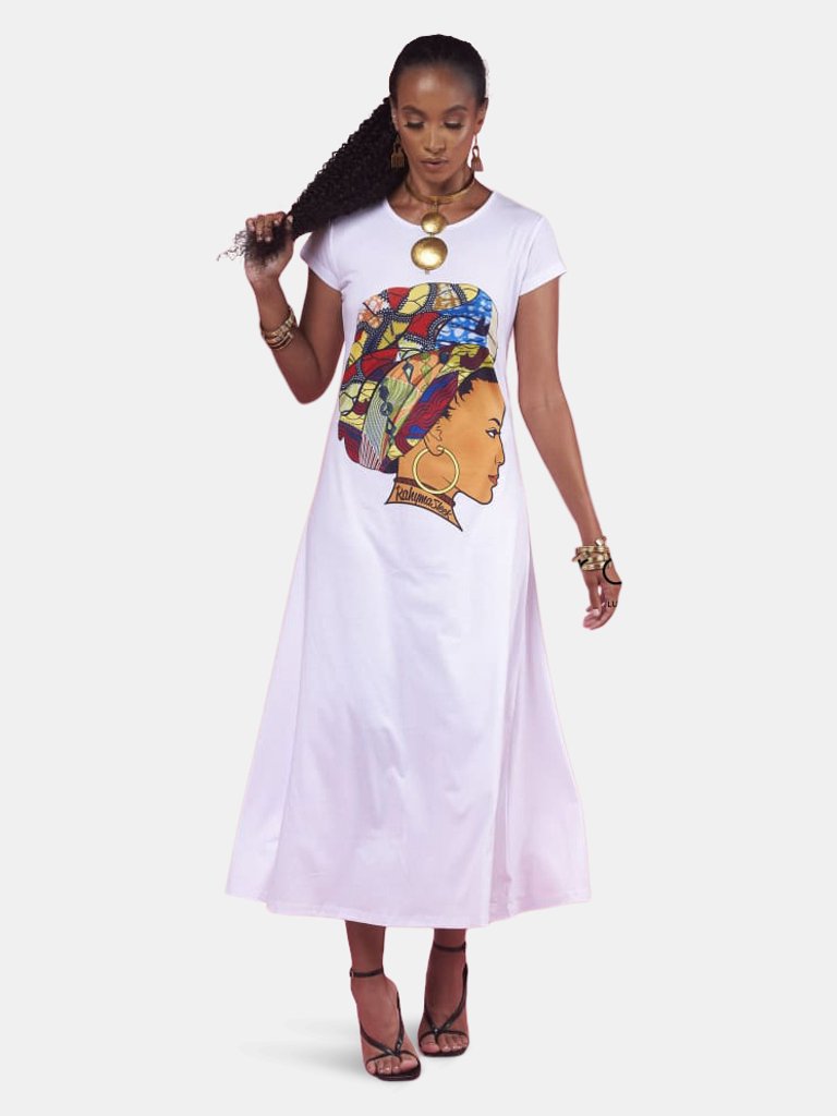 Queen Neriah T-Shirt| MAXI Dress - White