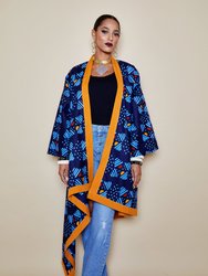 Tia Asymmetrical Kimono - Blue