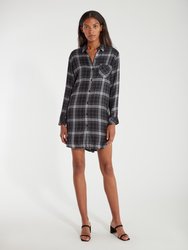 Bianca Plaid Shirtdress - Onyx Slate White