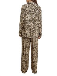 Clara Animal Print Long Pajama Set In Sand Jaguar
