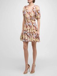 Fiorella Painted Floral Tiered Mini Dress In Painted Floral - Painted Floral