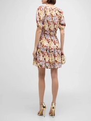 Fiorella Painted Floral Tiered Mini Dress In Painted Floral
