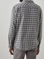 Lennox Button Down Shirt In Charcoal Flax Melange