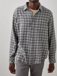 Lennox Button Down Shirt In Charcoal Flax Melange - Charcoal Flax Melange