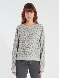 Marlo Crewneck Sweater - Flocked Heather Grey Leopard