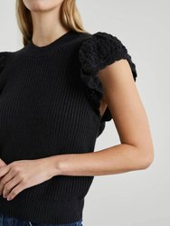 Penelope Short Sleeve Sweater In Black