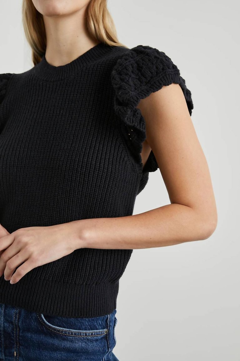 Penelope Short Sleeve Sweater In Black