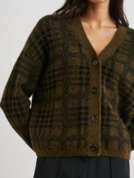 Reese Cardigan Sweater - Olive Plaid