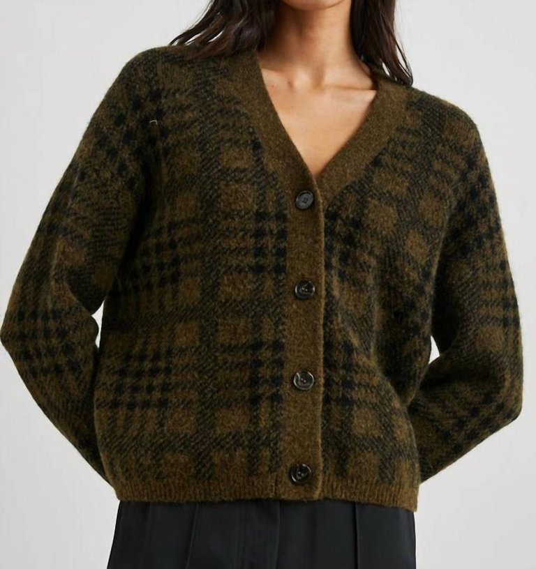 Reese Cardigan Sweater - Olive Plaid