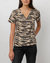 The Cara V Neck Top In Tan New Wave Tiger - Tan New Wave Tiger