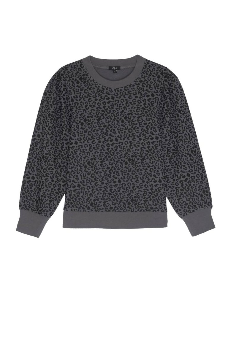 Women's Marcie Sweatshirt In Charcoal Mini Cheetah - Charcoal Mini Cheetah
