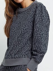 Women's Marcie Sweatshirt In Charcoal Mini Cheetah