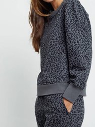 Women's Marcie Sweatshirt In Charcoal Mini Cheetah