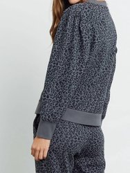 Women's Marcie Sweatshirt In Charcoal Mini Cheetah