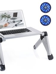 16.5" Foldable And Portable Silver Desk Stand With Double CPU USB Cooling Fan