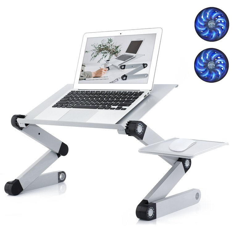 16.5" Foldable And Portable Silver Desk Stand With Double CPU USB Cooling Fan