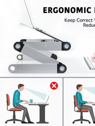 16.5" Foldable And Portable Silver Desk Stand With Double CPU USB Cooling Fan