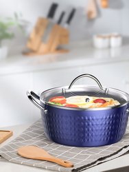 3.7 qt. Aluminum Alloy Nonstick Sauce Pan In Blue With Lid