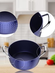 3.7 qt. Aluminum Alloy Nonstick Sauce Pan In Blue With Lid