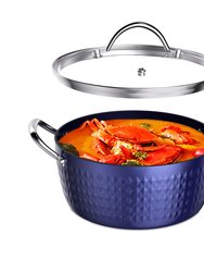 3.7 qt. Aluminum Alloy Nonstick Sauce Pan In Blue With Lid