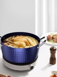 3.7 qt. Aluminum Alloy Nonstick Sauce Pan In Blue With Lid