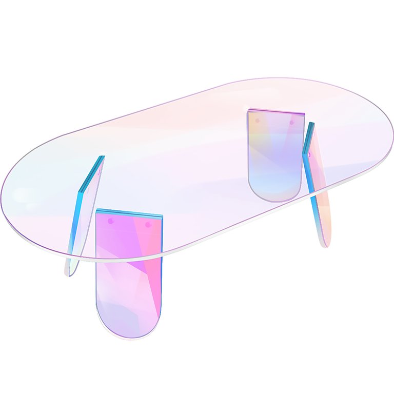 37.4 In. Oval Acrylic Coffee Table - Multicolor