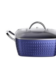 4.2 qt. Aluminum Alloy Nonstick Sauce Pan In Blue With Lid - Blue