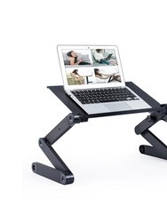 Adjustable And Foldable Portable Laptop Stand With Mouse Pad And 2 CPU Cooling USB Fans - Black