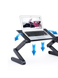 Adjustable And Foldable Portable Laptop Stand With Mouse Pad And 2 CPU Cooling USB Fans - Black