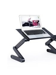 Adjustable And Foldable Portable Laptop Stand With Mouse Pad And 2 CPU Cooling USB Fans - Black - Black