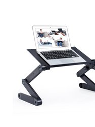 Adjustable And Foldable Portable Laptop Stand With Mouse Pad And 2 CPU Cooling USB Fans - Black