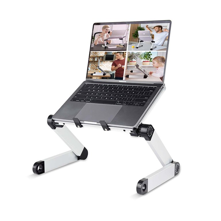 Aluminum Adjustable And Foldable Portable Laptop Stand In Black - Black