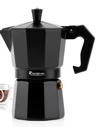 Rainbean Stainless Steel 6-Cup Stovetop Espresso Maker - Black