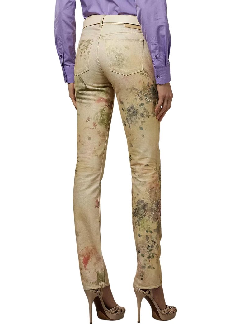 160 Slim Floral Full Length Pant In Faded Floral