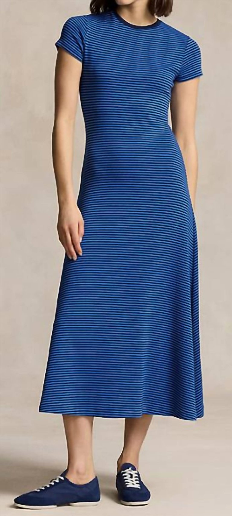 Polo Stripe Cotton Blend Dress In Kite Blue/new Navy - Kite Blue/new Navy