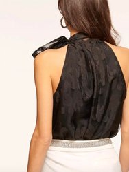 Claudia Bow Top In Black Petal