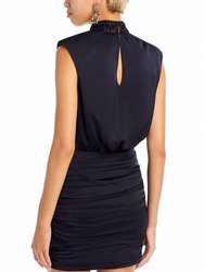 Emersyn Ruched Mini Dress In Black - Black