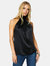 Lori Sleeveless High Neck Silk Top 