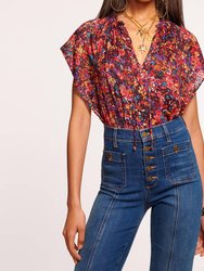 Melissa Blouse - Soiree Red French Floral Burnout