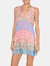 Printed Gigi V-Neck Mini Dress  - Ivory/Horizon/Rose Pink Combo