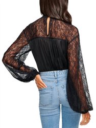 Sorinda Lace Mock Neck Top In Black