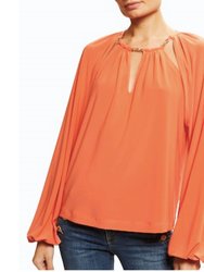 Varinda Chain Neck Cutout Blouse - Poppy