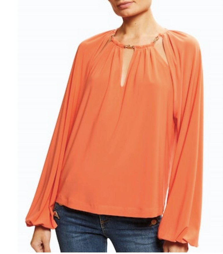 Varinda Chain Neck Cutout Blouse - Poppy